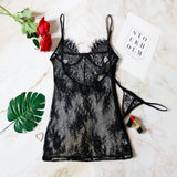 BKLD Sexy Perspective Black Lace Dress Women Summer Clothes Backless Spaghetti Strap Dress Night Club Party Dresses With Thong